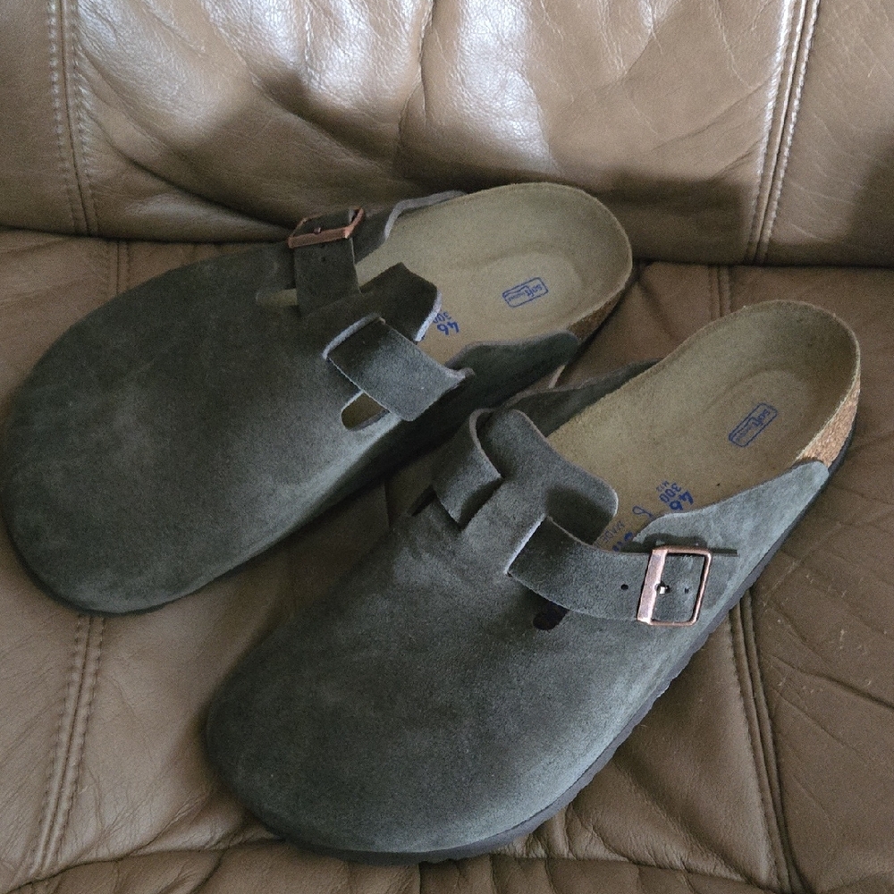Green/Brown Suede Slip-On Clogs BIRKENSTOCK